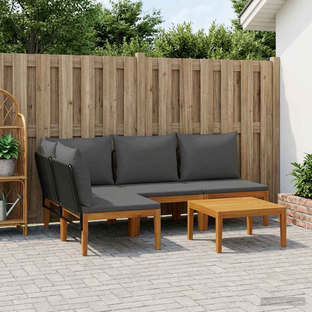 vidaXL 5 uds. Madera de Acacia Sólida y Cuerda Natural