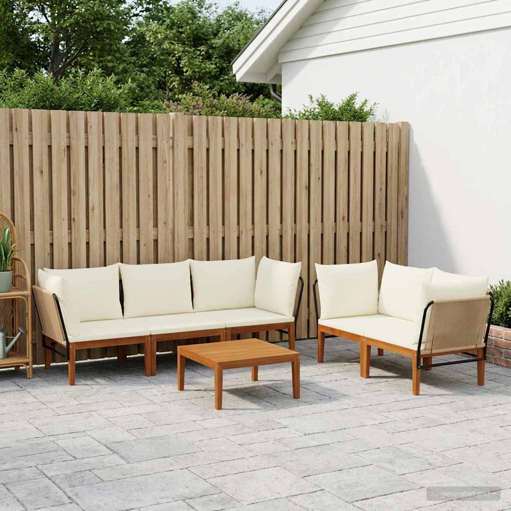 vidaXL 6 uds. Madera de Acacia Sólida y Cuerda Natural