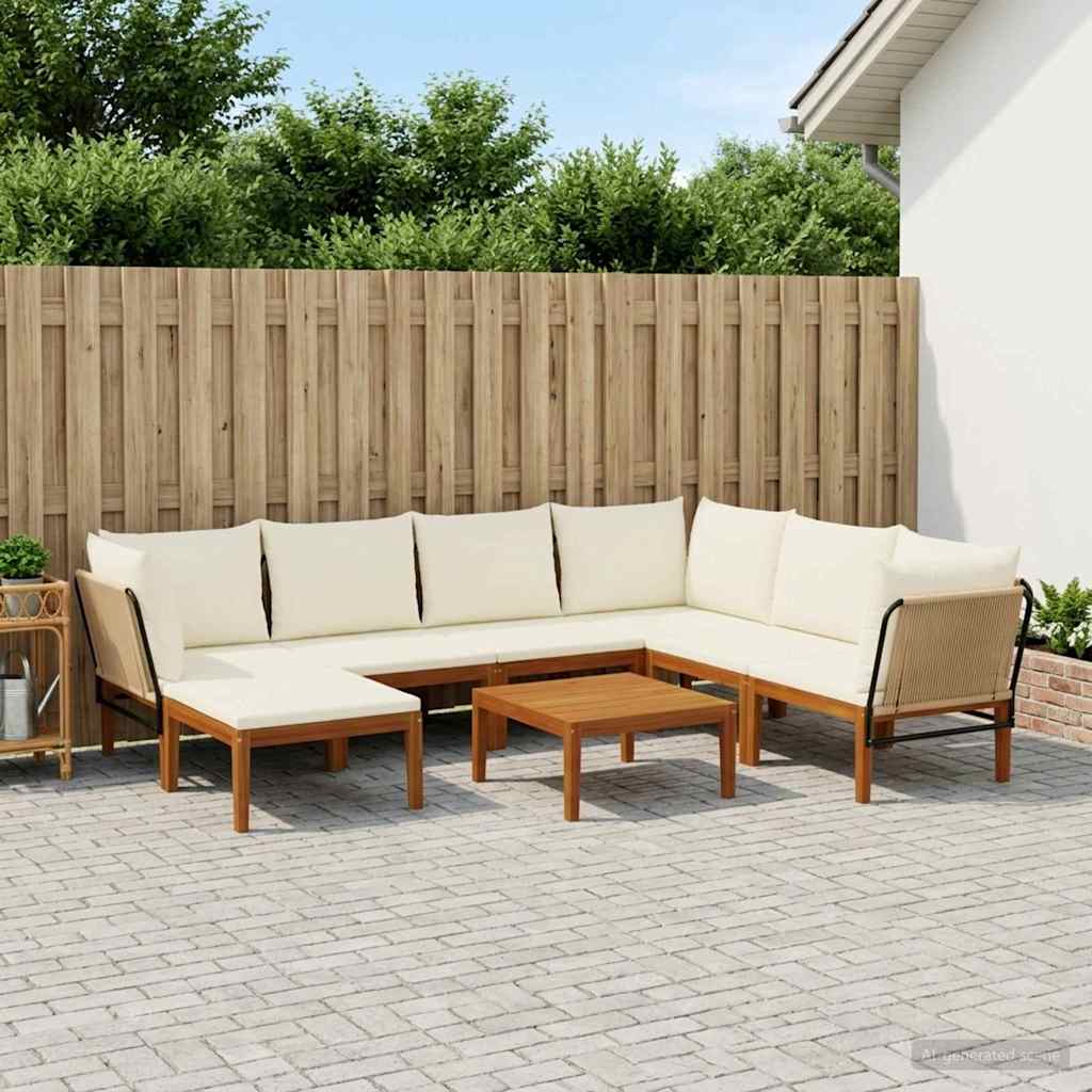 vidaXL 8 uds. Madera de Acacia Sólida y Cuerda Natural