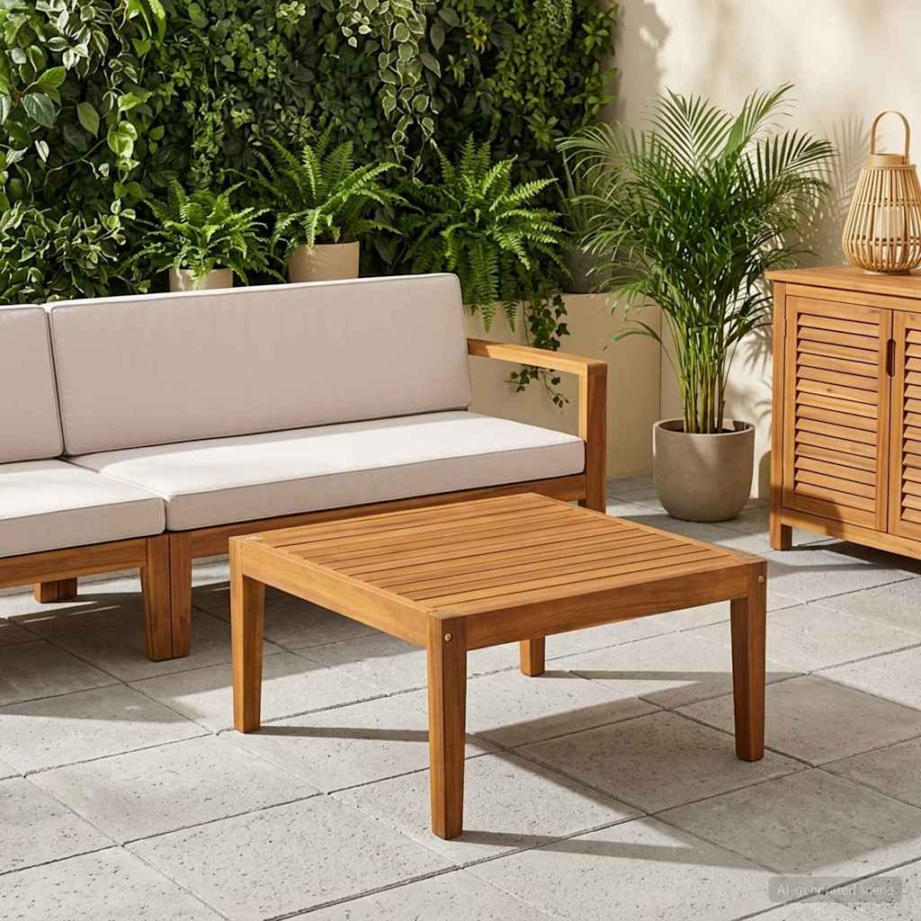 vidaXL Mesa de Jardín Madera de Acacia Sólida Natural 60 x 60 x 30 cm