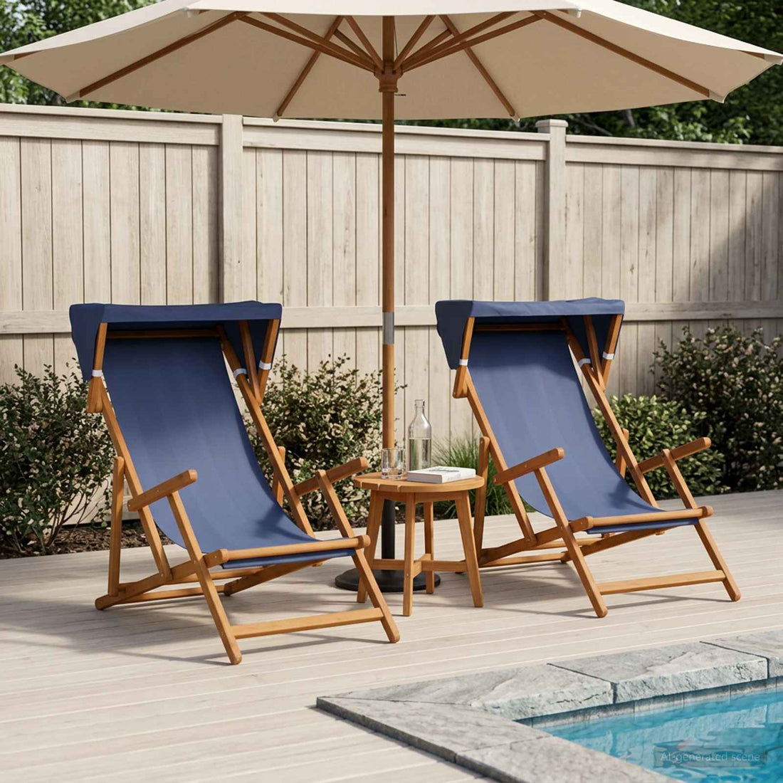 vidaXL Silla de terraza 2 pcs 3 Posición Madera de Eucalipto Maciza