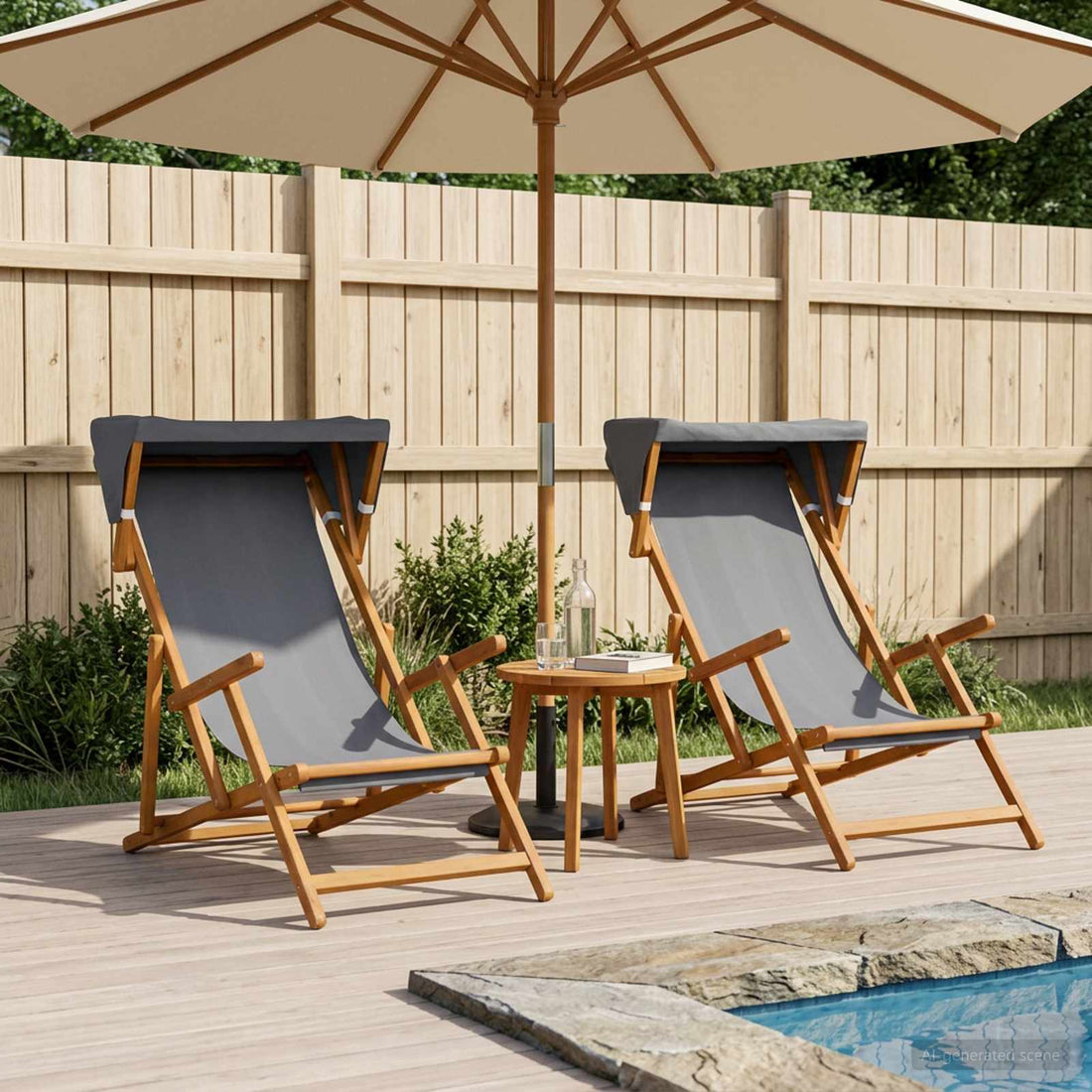 vidaXL Silla de terraza 2 pcs 3 Posición Madera de Eucalipto Maciza