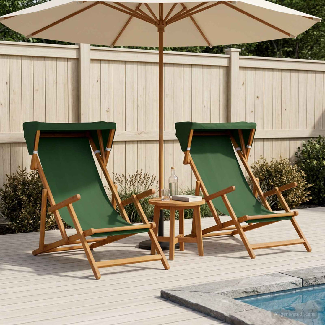 vidaXL Silla de terraza 2 pcs 3 Posición Madera de Eucalipto Maciza