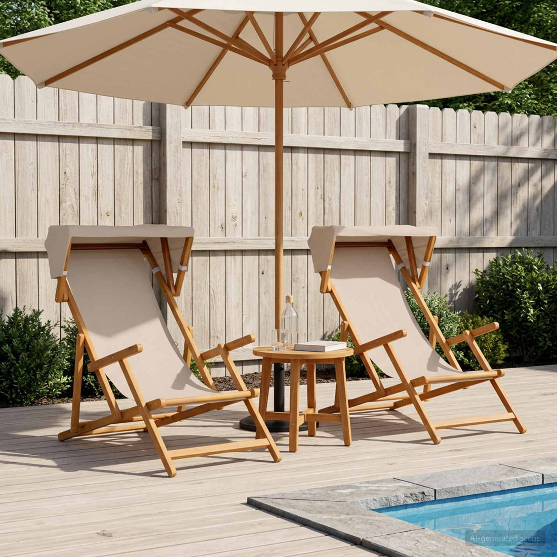 vidaXL Silla de terraza 2 pcs 3 Posición Madera de Eucalipto Maciza