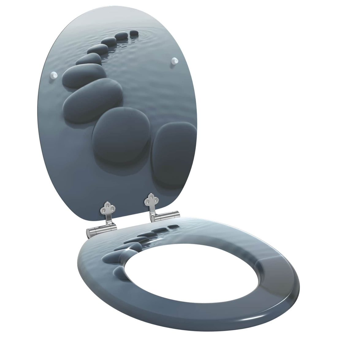vidaXL Asiento de inodoro de cierre suave Gris 44 x 38 cm