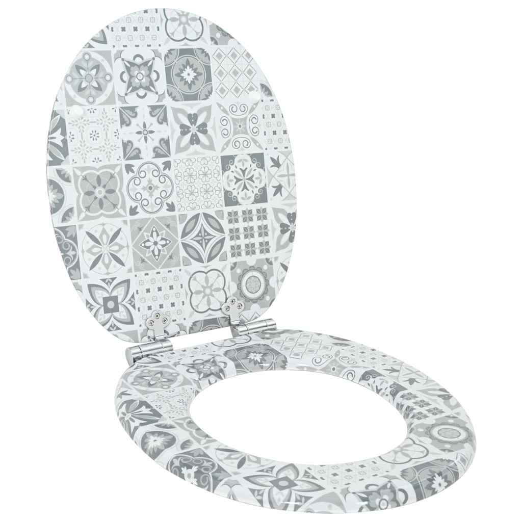 vidaXL Asiento de inodoro de cierre suave Porcelana azul y blanca