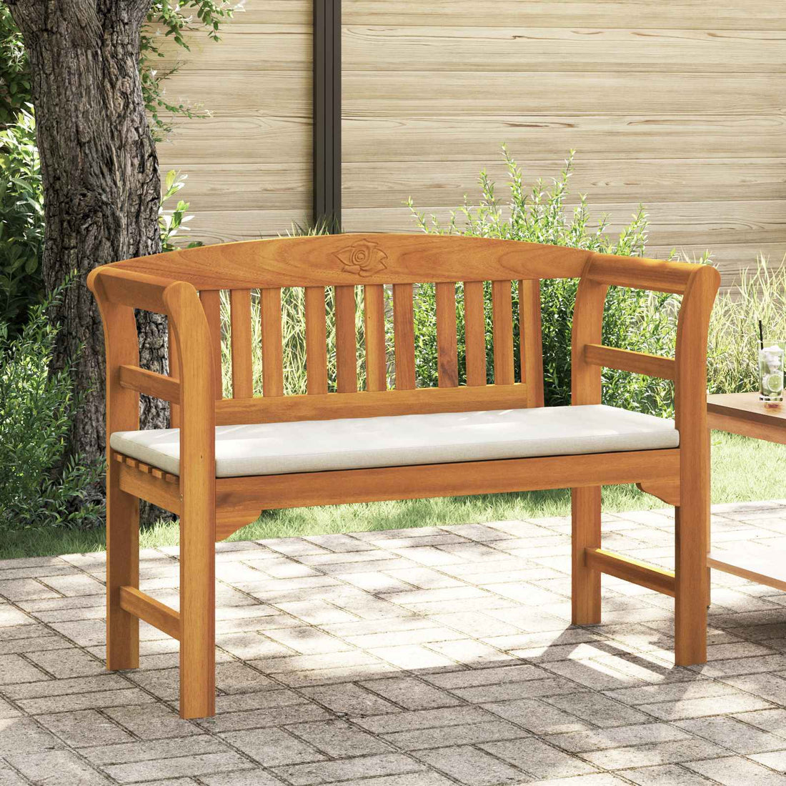 vidaXL Banco de Rosa Crema 114 x 46 x 82,5 cm Madera de Acacia Sólida