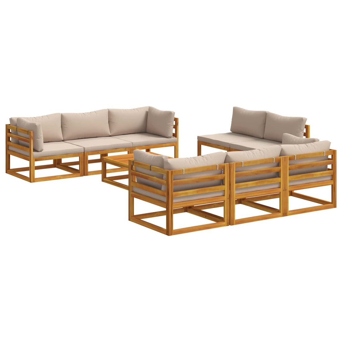 vidaXL Set de muebles de jardín modulares de 9 piezas Natural