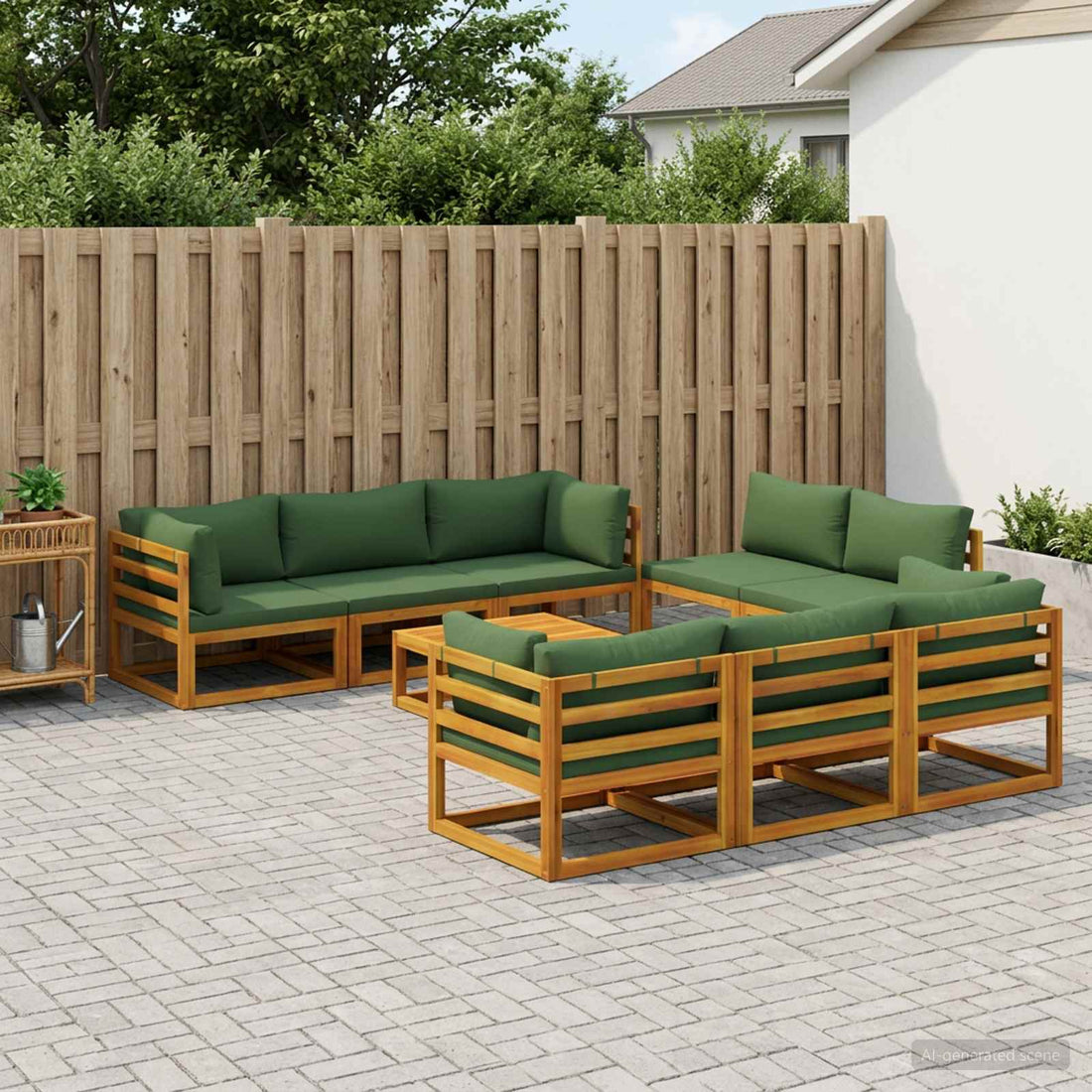 vidaXL Set de muebles de jardín modulares de 9 piezas Natural