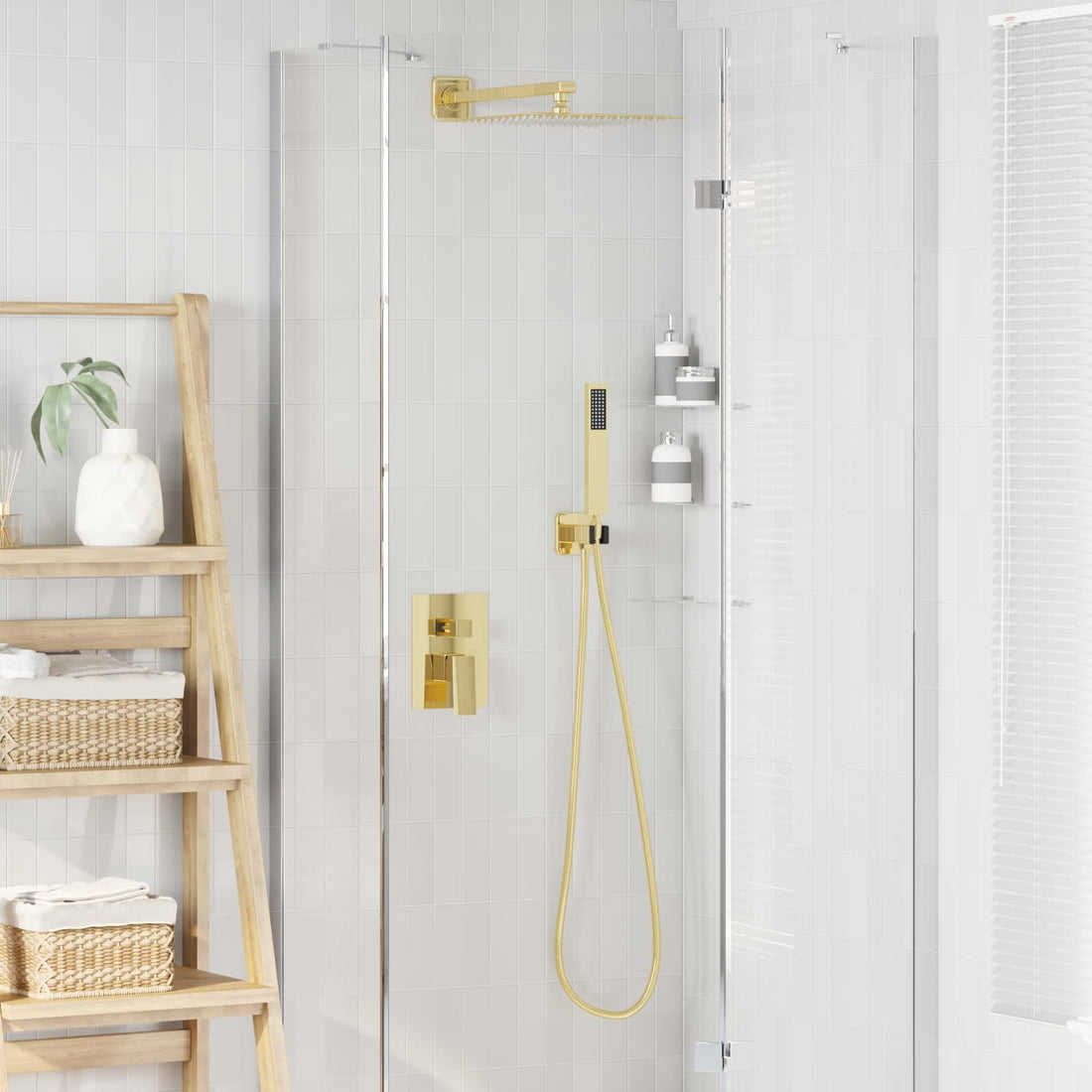 vidaXL Sistema de Ducha Empotrado (Cuadrado) Dorado
