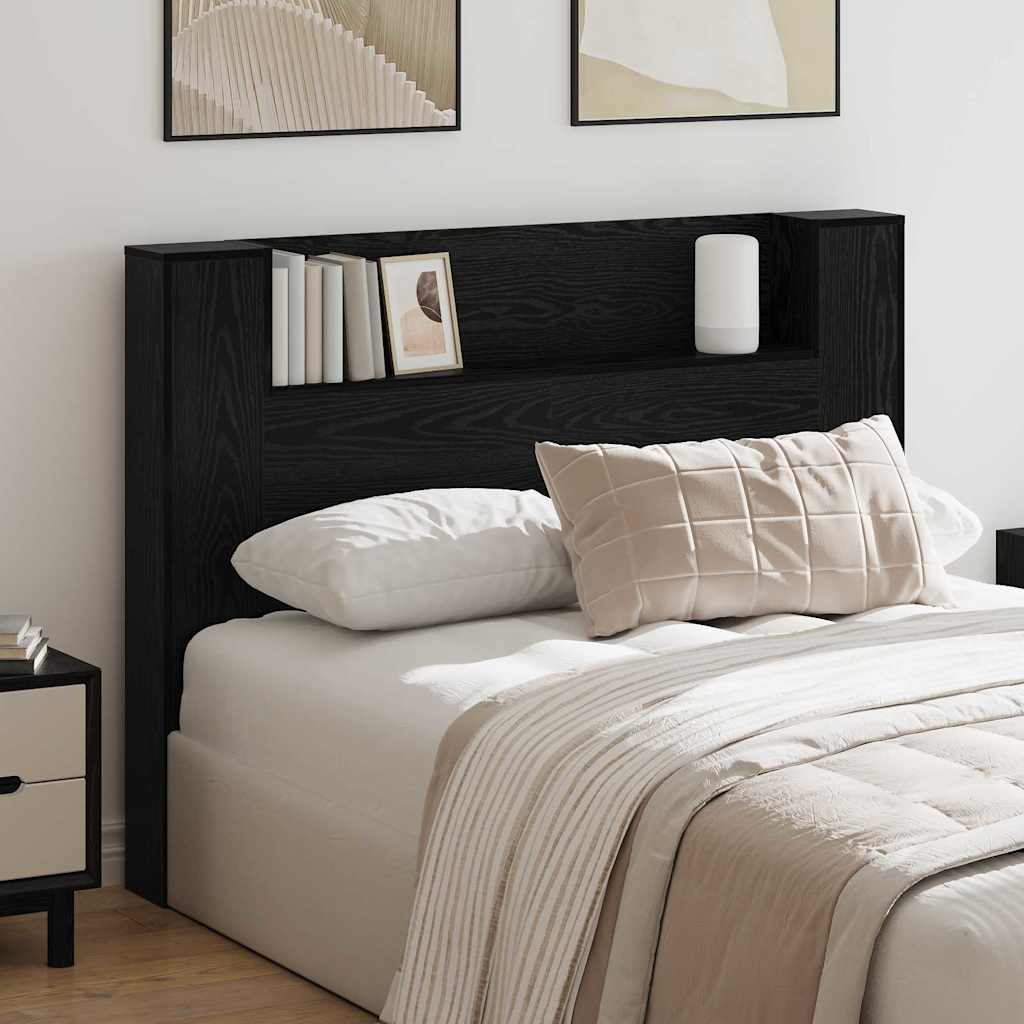 vidaXL Cabecero de almacenamiento con LED Roble Negro