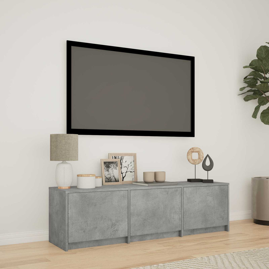 vidaXL Mueble de TV con LED 140x34x40 cm Gris Concreto
