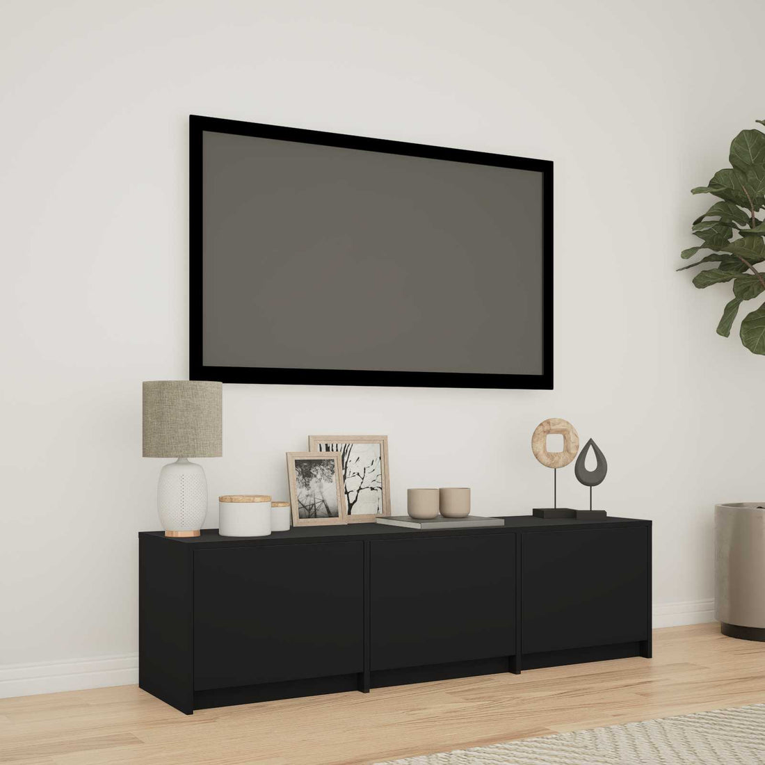 vidaXL Mueble de TV con LED 140 x 34 x 40 cm Negro