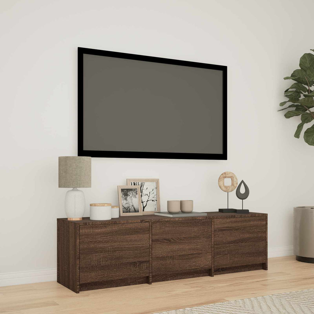 vidaXL Mueble de TV con LED 140 x 34 x 40 cm Roble marrón