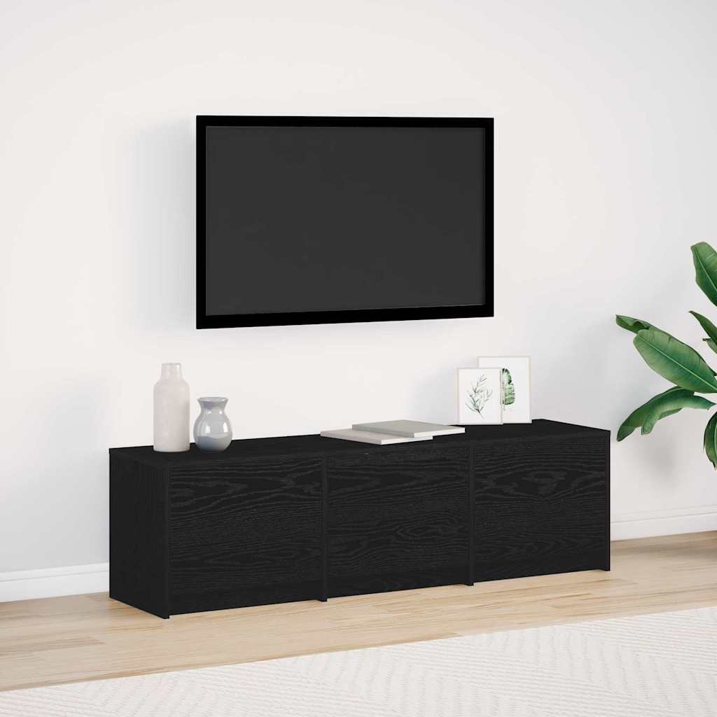vidaXL Mueble de TV con LED con tiras LED Roble Negro 140 x 34 x 40 cm