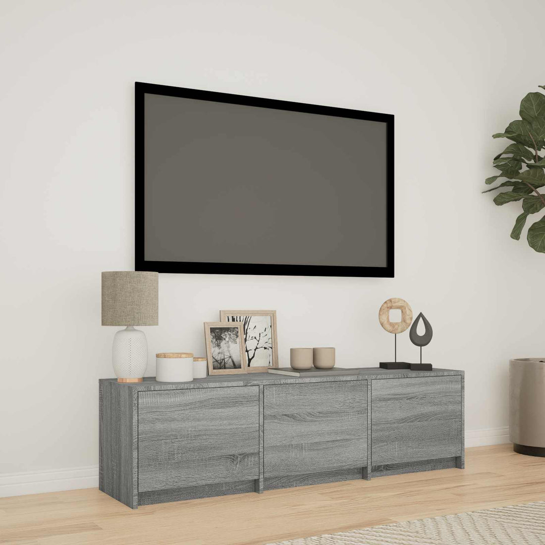 vidaXL Mueble de TV con LED 140x34x40 cm Gris Sonoma