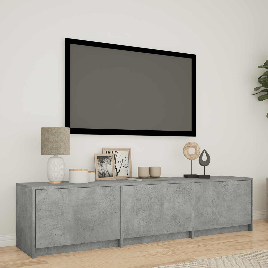 vidaXL Mueble de TV con LED 165x34x40 cm Gris Concreto