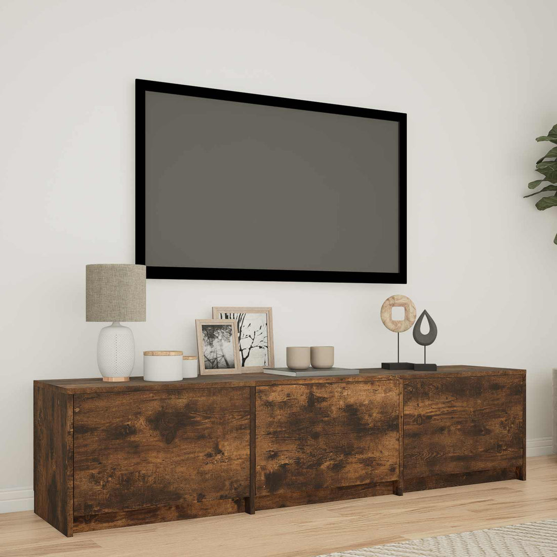 vidaXL Mueble de TV con LED 165 x 34 x 40 cm Roble Ahumado