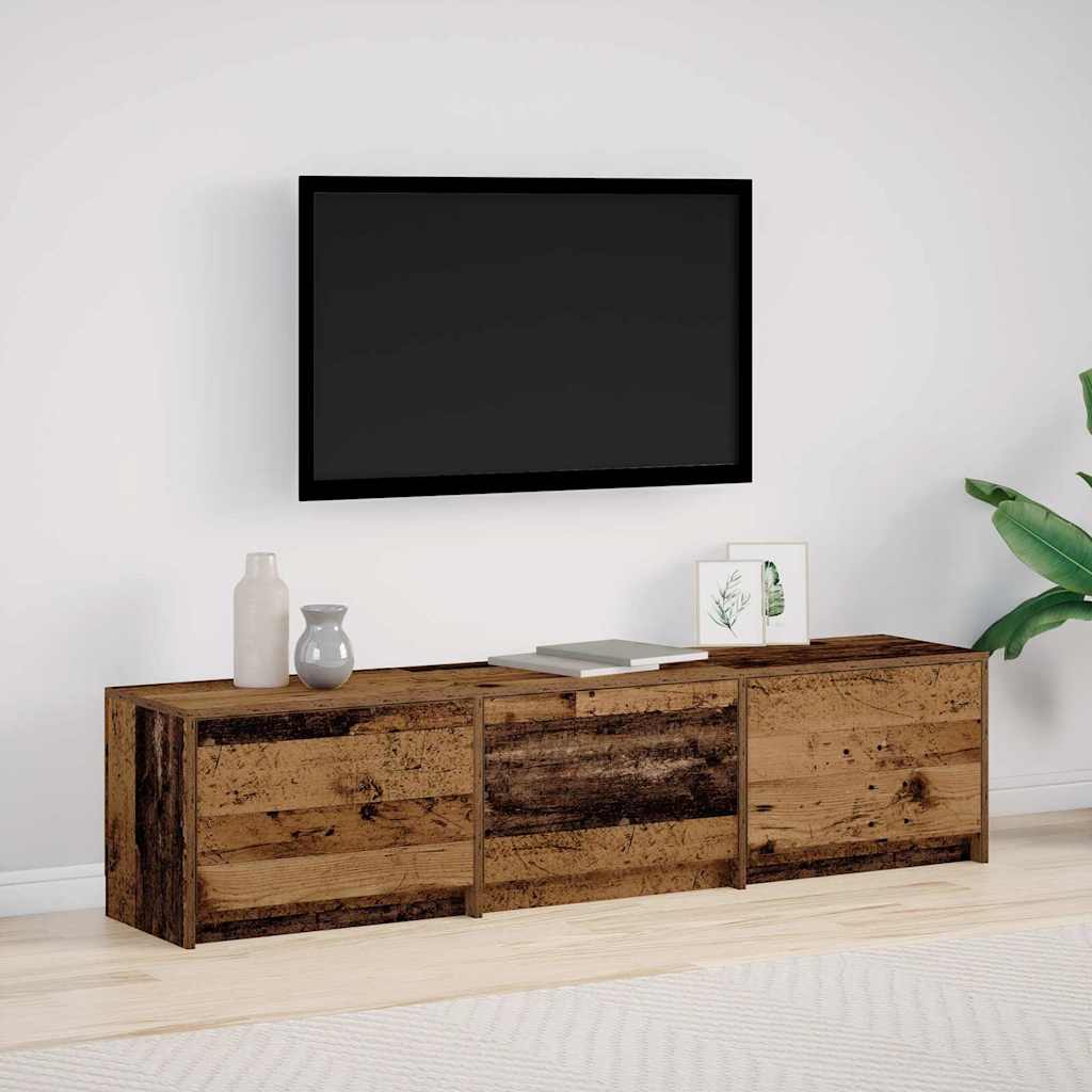 vidaXL Mueble de TV con LED con cajón Madera vieja 165 x 34 x 40 cm