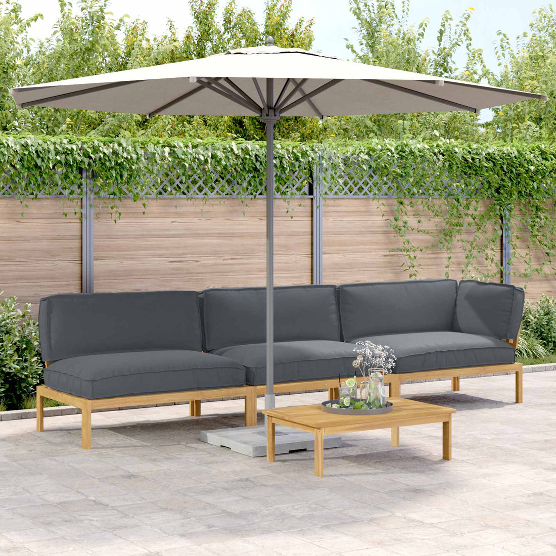 vidaXL Juego de Sofá 4 uds. Antracita Madera de Acacia Sólida