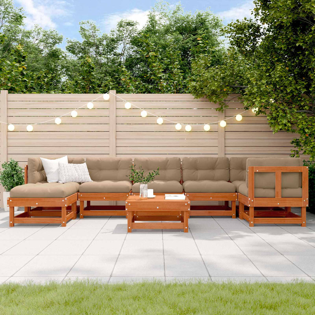 vidaXL Conjunto de Sofás de Jardín ARAKIL 8 uds. Marrón Cera