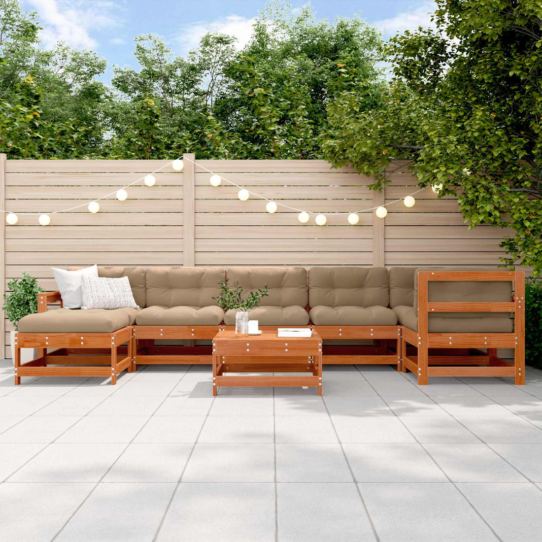 vidaXL Conjunto de Sofás de Jardín 8 uds. Marrón Cera