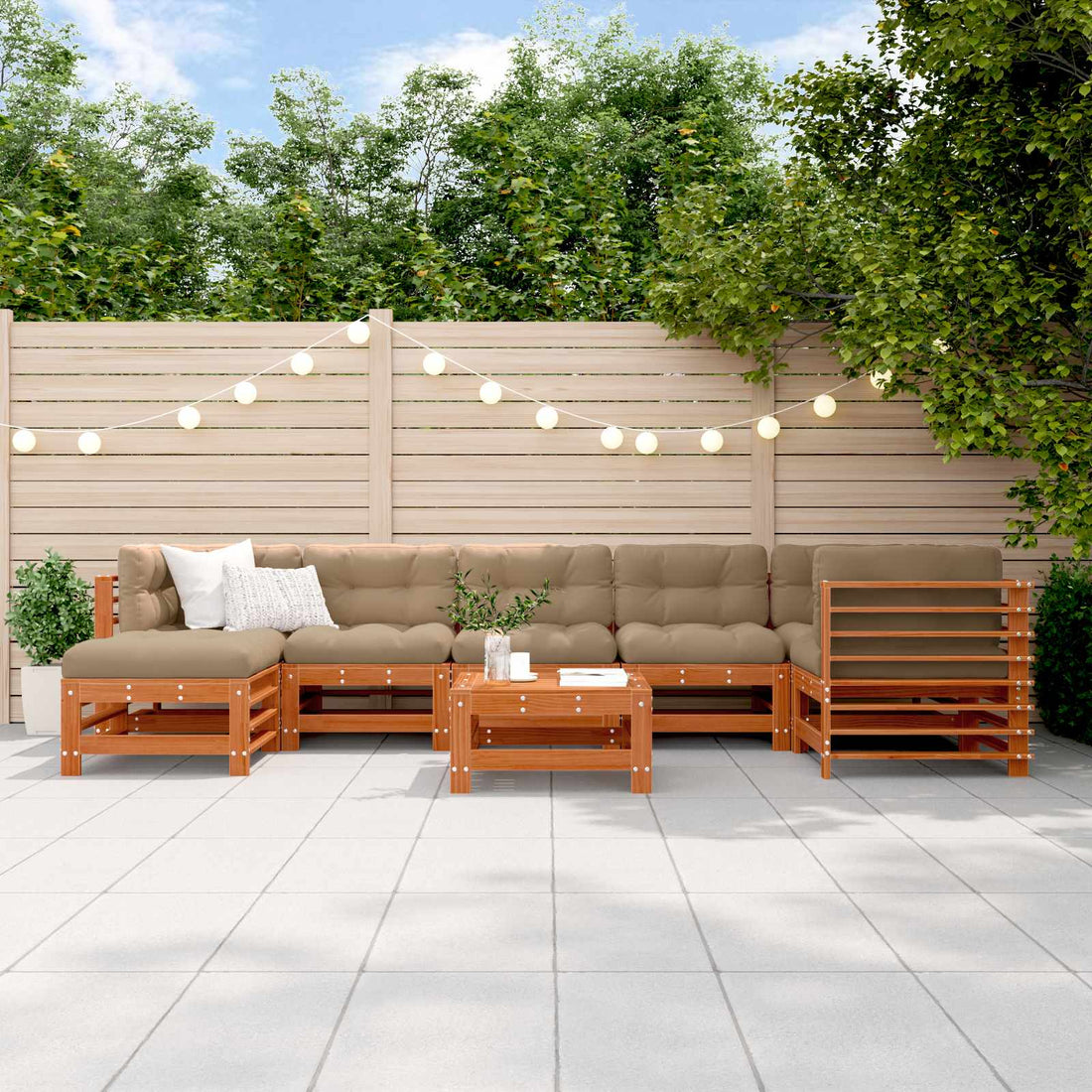 vidaXL Conjunto de Sofás de Jardín 8 uds. Marrón Cera
