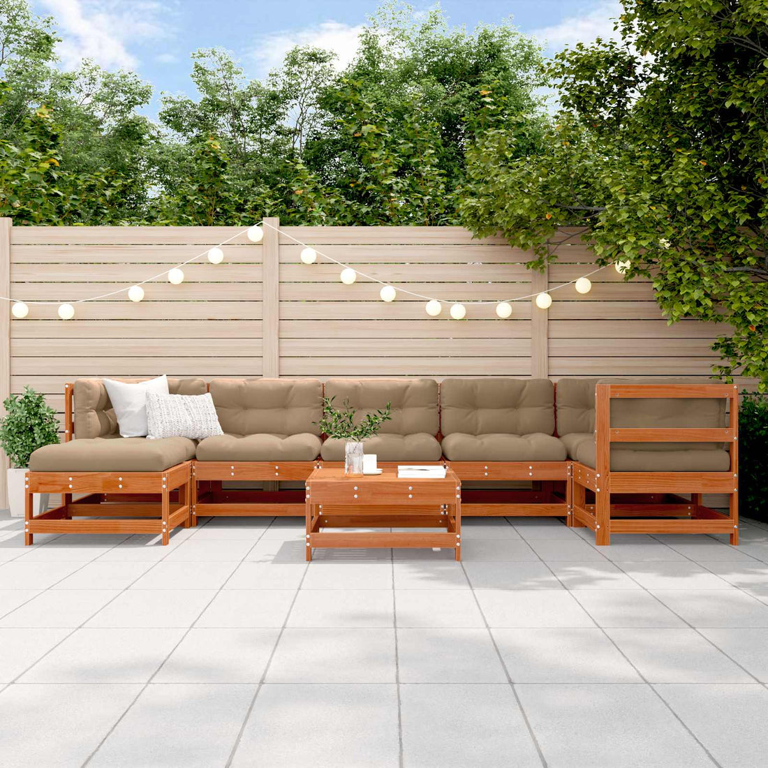 vidaXL Conjunto de Sofás de Jardín 8 uds. Marrón Cera