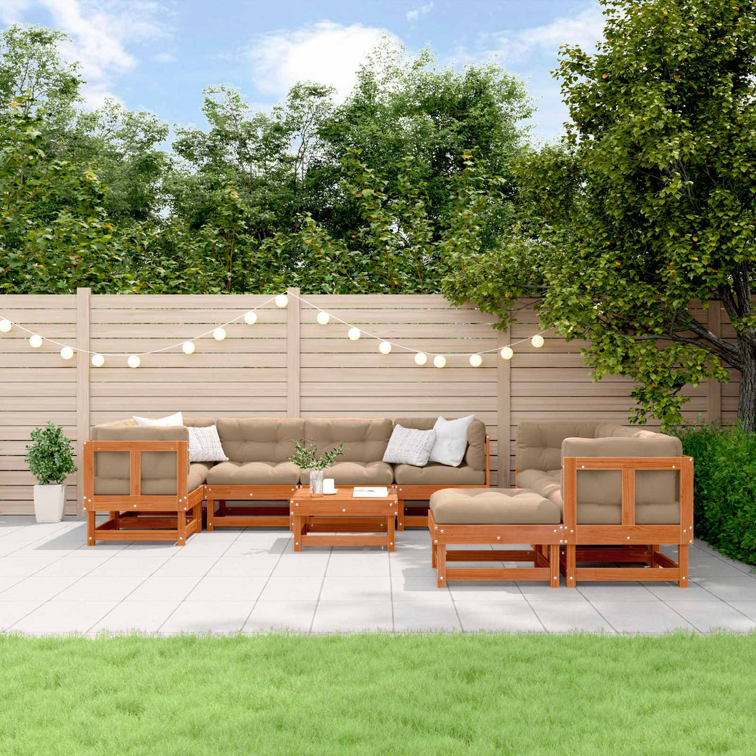 vidaXL Conjunto de Sofás de Jardín 33 uds. Marrón Cera