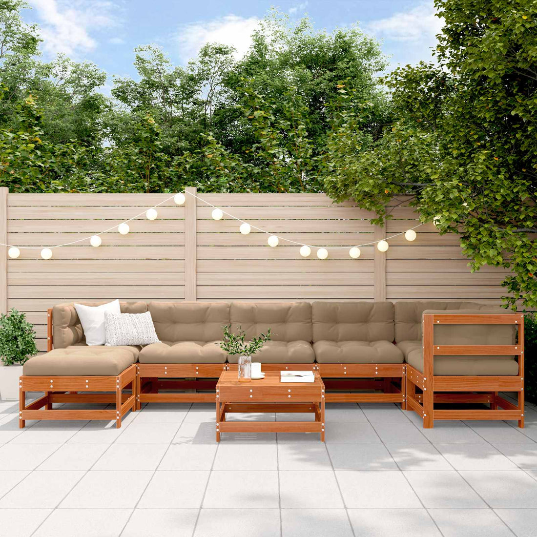 vidaXL Conjunto de Sofás de Jardín 8 uds. Marrón Cera