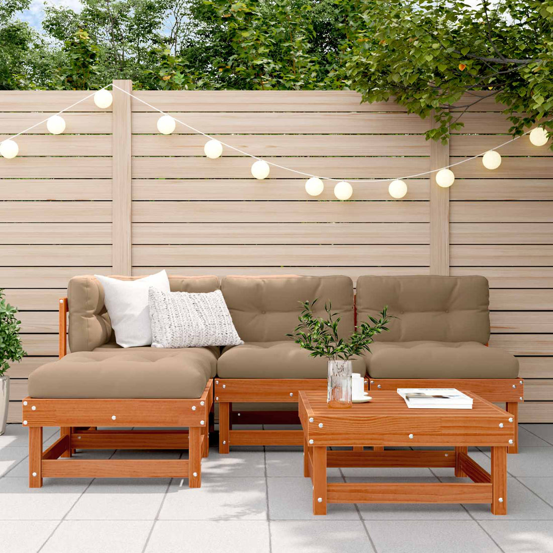 vidaXL Conjunto de Sofás de Jardín 13 uds. Marrón Cera