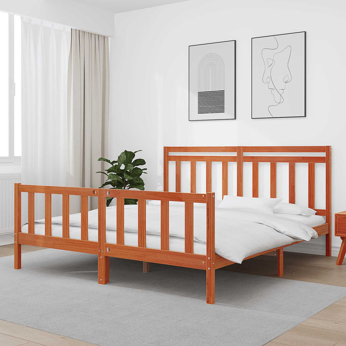 vidaXL Estructura de cama 2 pcs Marrón cera 205,5 x 185,5 x 100 cm