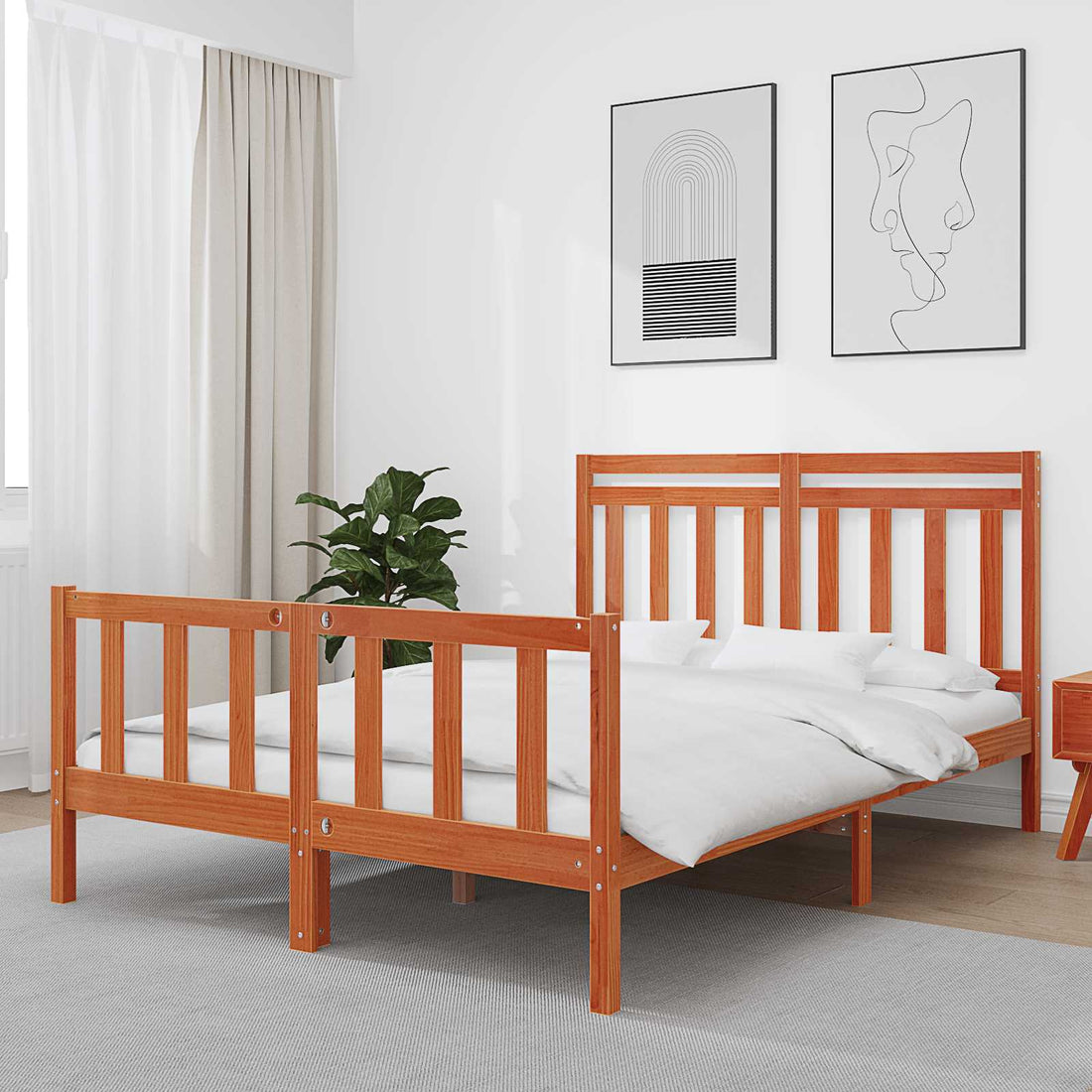 vidaXL Estructura de cama Marrón cera 205,5 x 165,5 x 100 cm