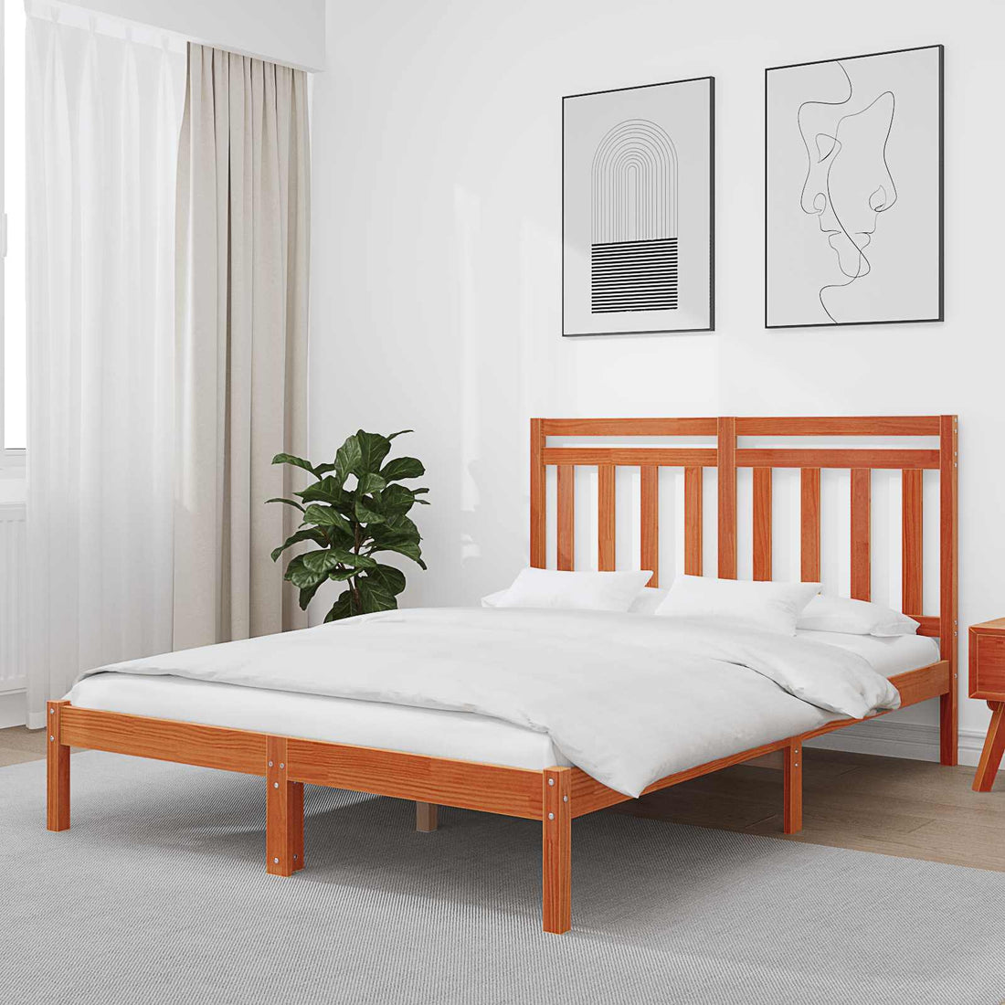 vidaXL Estructura de cama Marrón cera 205,5 x 155,5 x 100 cm