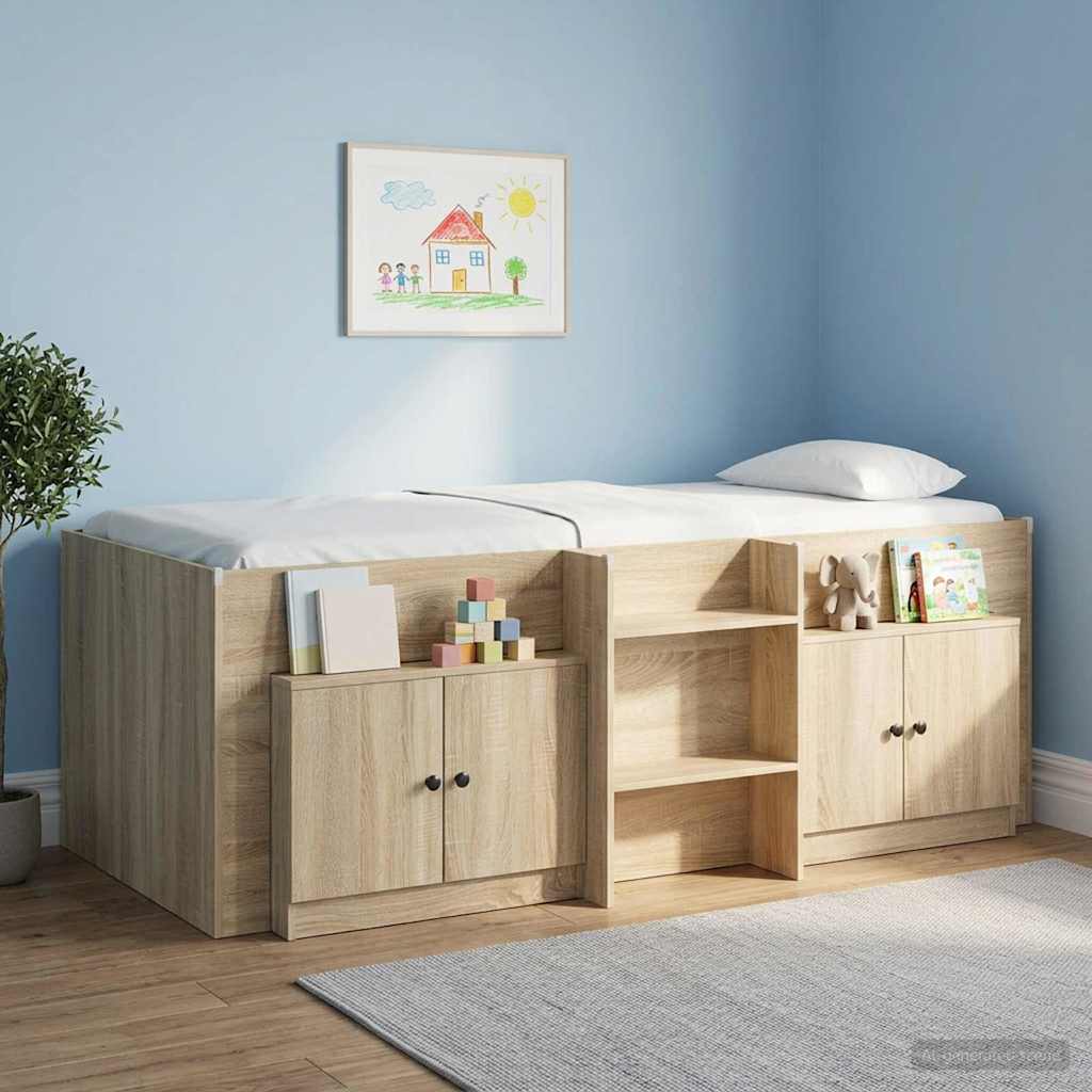vidaXL Armario de almacenamiento para cama alta 2 uds. Roble Sonoma