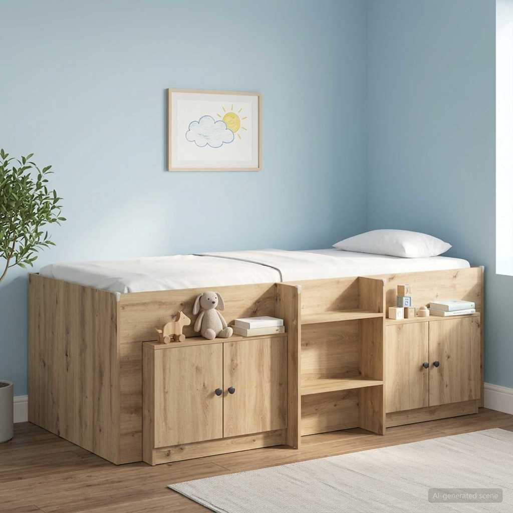 vidaXL Armario de almacenamiento para cama alta 2 uds. Roble artisan