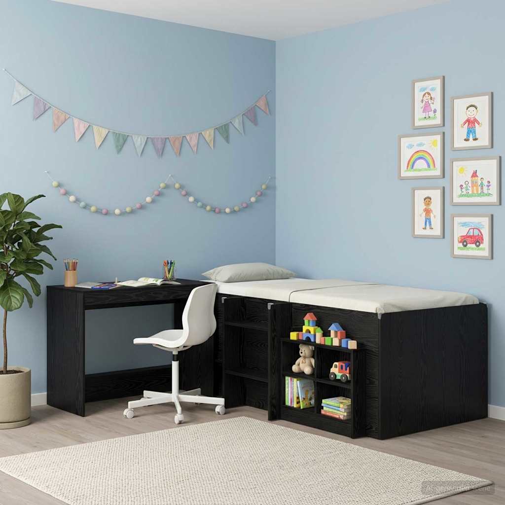 vidaXL Escritorio de Cama Roble Negro Madera de ingeniería