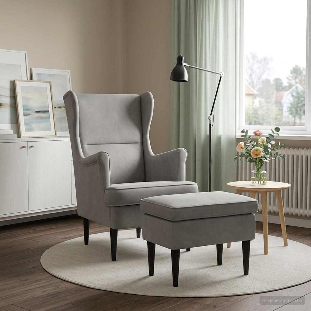vidaXL Sillón con Pouf 2 uds. Gris Claro Terciopelo