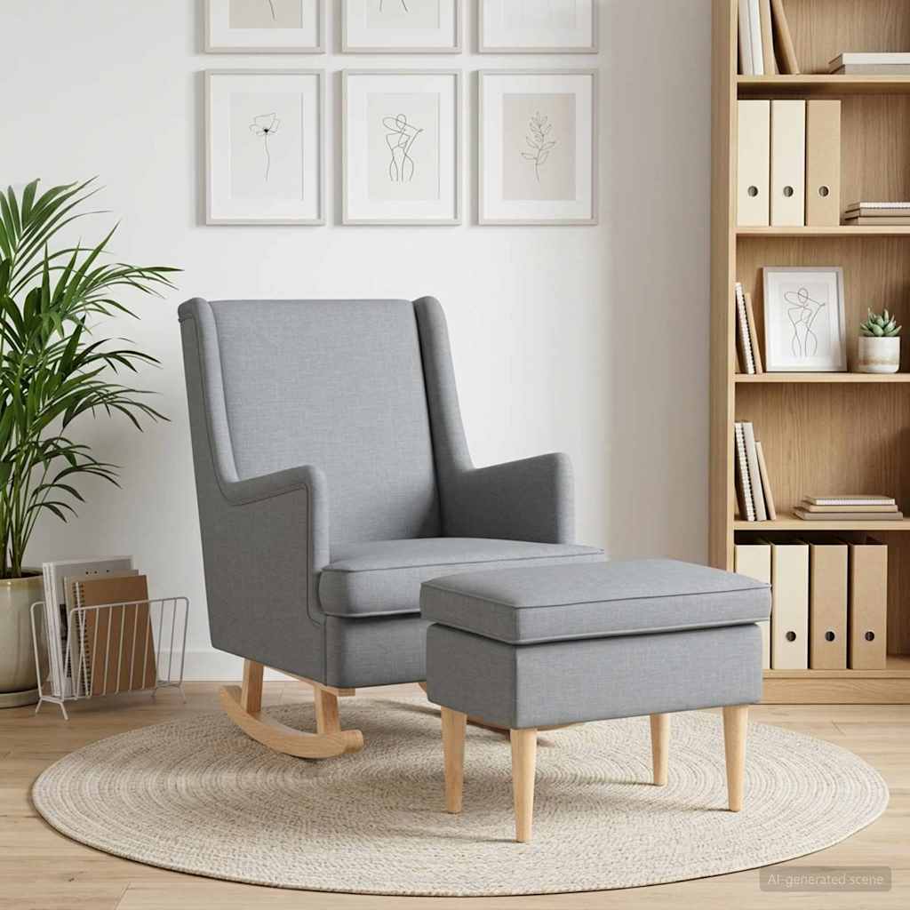 vidaXL Sillón con Pouf 2 uds. Gris Claro Tela