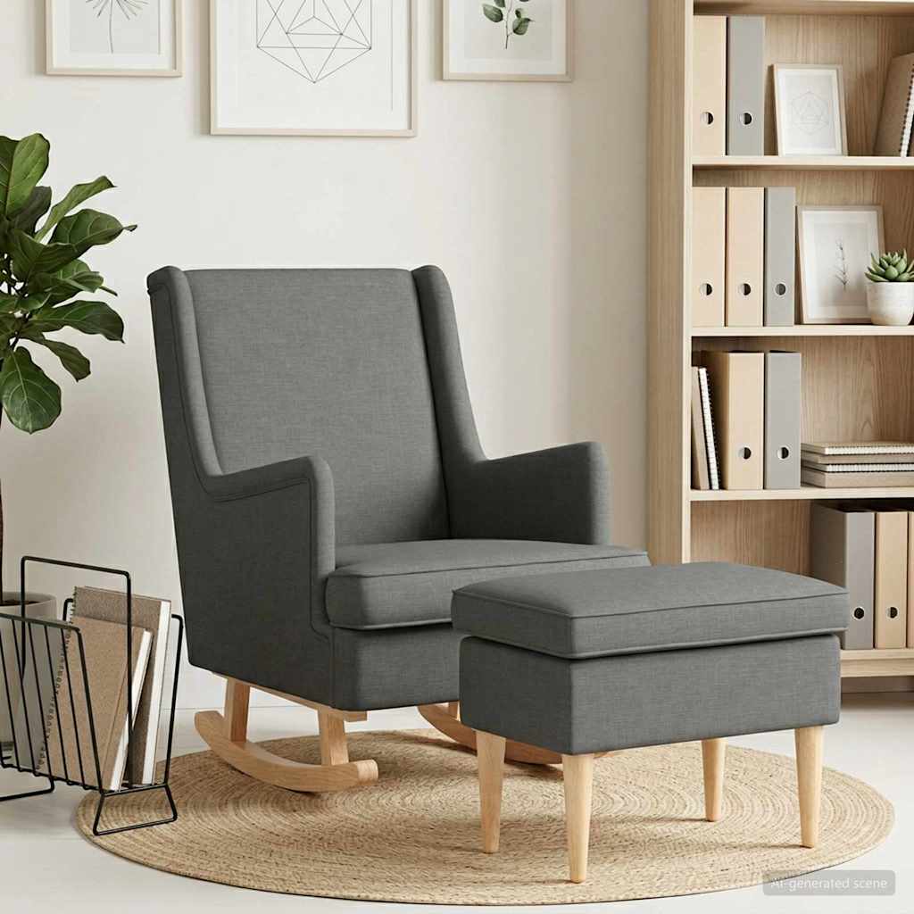 vidaXL Sillón con Pouf 2 uds. Gris oscuro Tela
