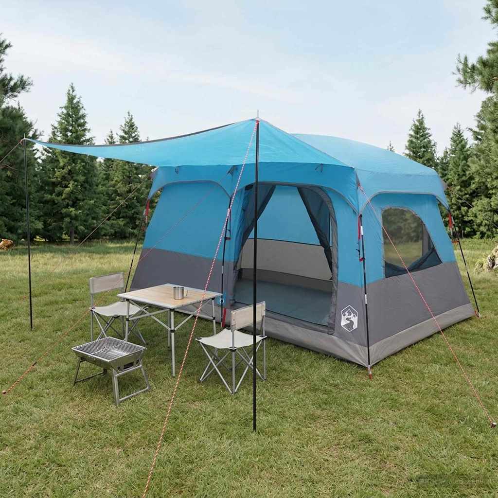 vidaXL Tienda Familiar 6 persona Azul Poliéster