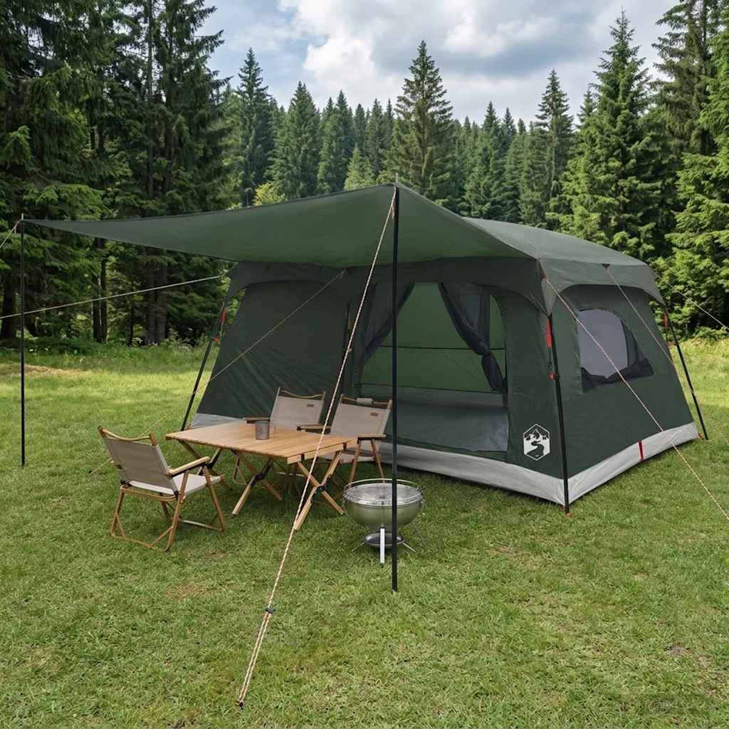 vidaXL Tienda Familiar 14 persona Verde militar Poliéster y Acero