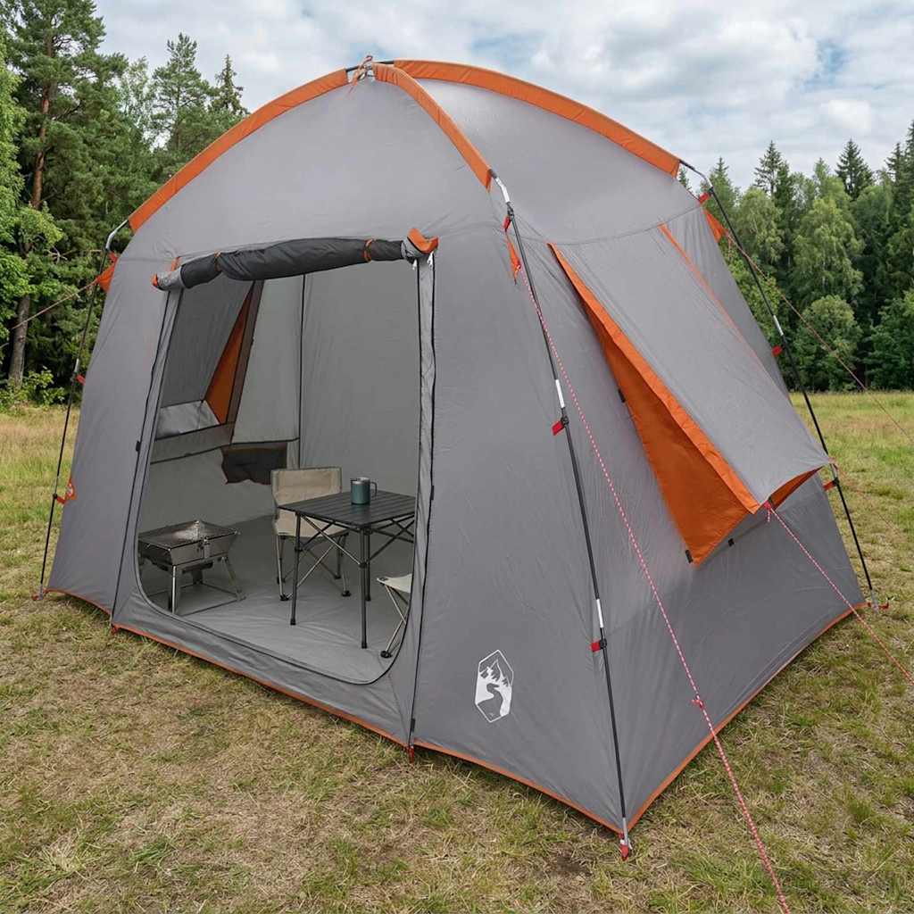 vidaXL Tienda Cabaña Gris y naranja 210 x 210 x 138 cm Poliéster