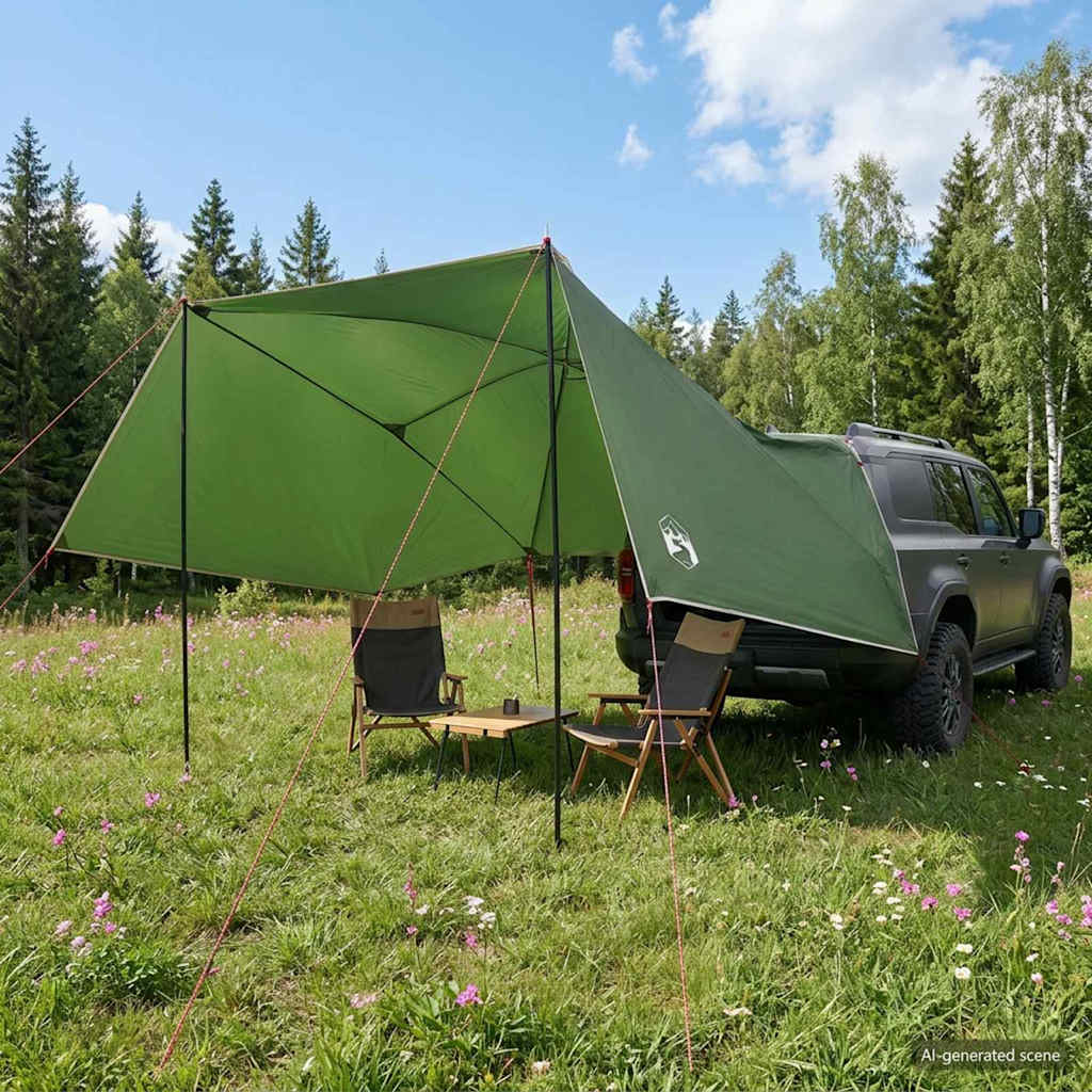vidaXL Tienda para coche 308 x 215 x 220 cm Verde Poliéster y Acero
