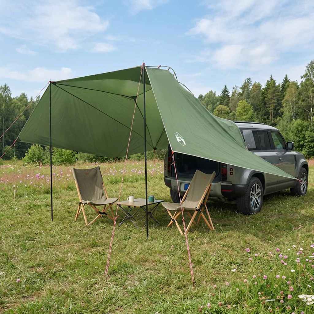 vidaXL Tienda para coche 350 x 250 cm Verde Poliéster y Acero