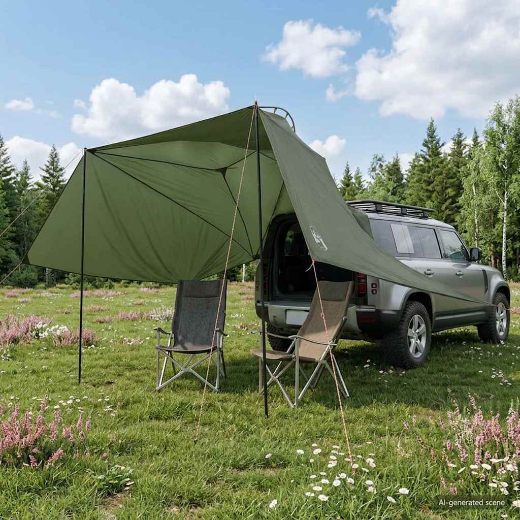 vidaXL Tienda para coche 350 x 250 cm Verde militar Poliéster y Acero