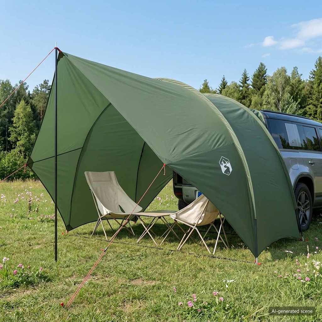 vidaXL Toldo Trasero Resistente al Agua Verde militar