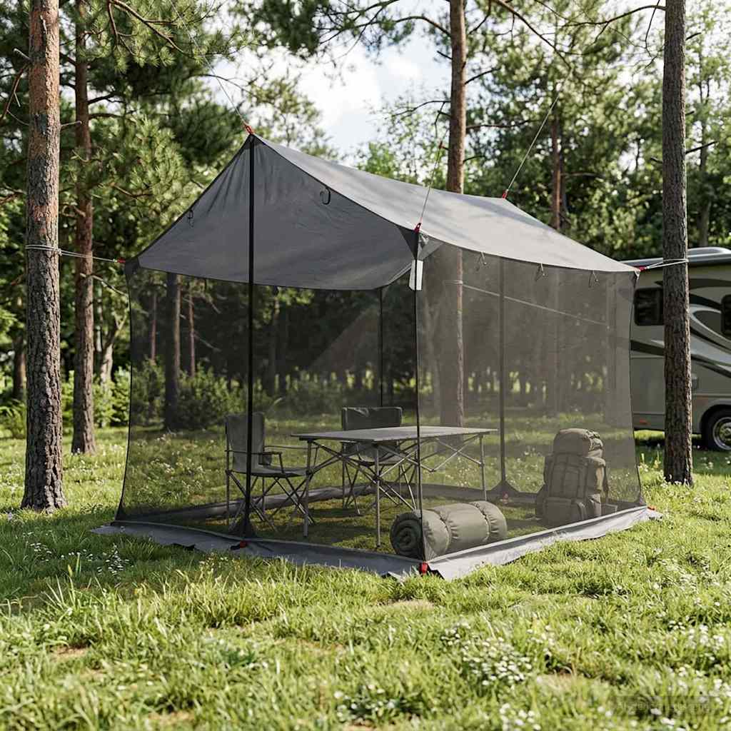 vidaXL Toldo de camping con paredes de malla Gris y naranja