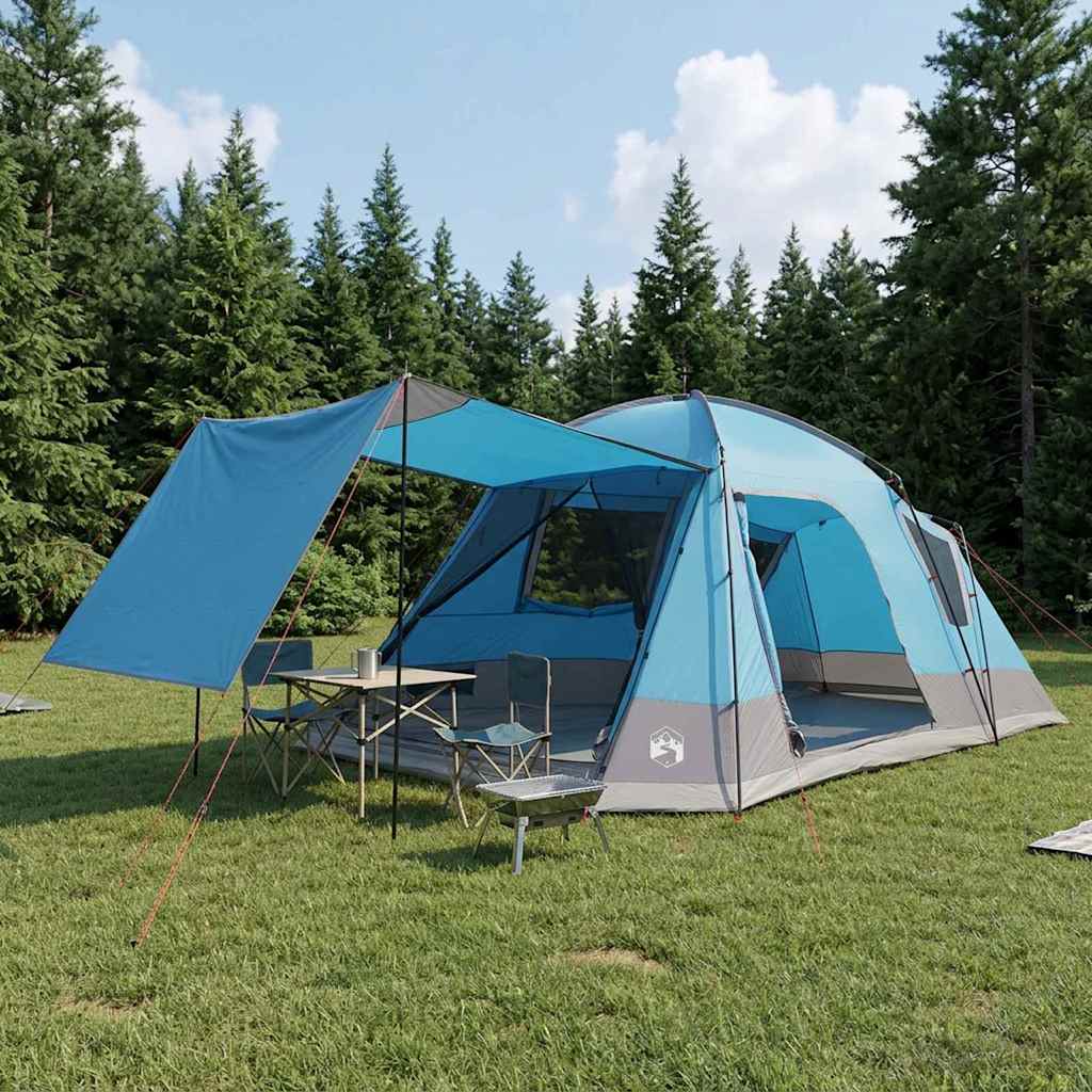 vidaXL Tienda Cabaña con techo Azul 12 personas Poliéster y Acero