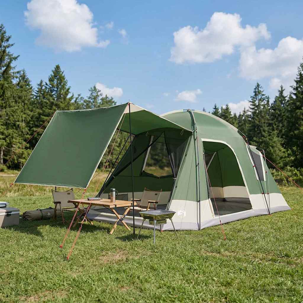 vidaXL Tienda Cabaña con techo Verde 8 personas Poliéster y Acero